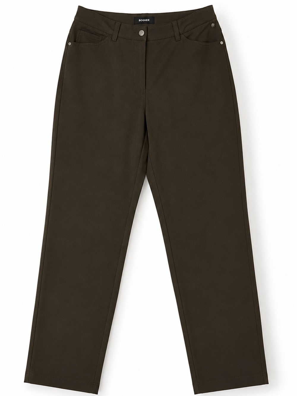 Bogner Stretch Straight Leg Pants Olive Brown Size 10 Long